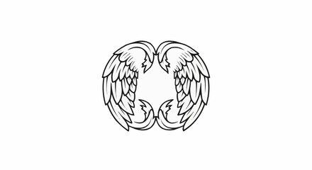 Elegant symmetrical angel wings emblem design.