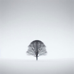 lonely tree in the fog