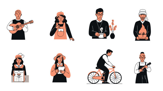 Diverse professions and hobbies illustration for design or educational material