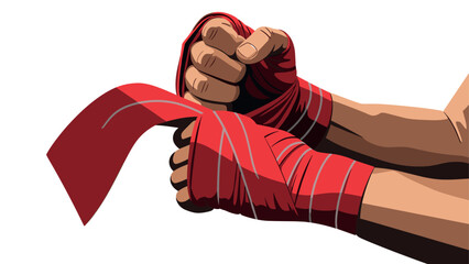 Boxing preparation concept with hand wrapping for fitness and sports training design