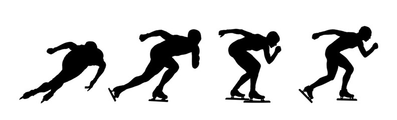 Naklejka premium Speed skating silhouette - vector illustration