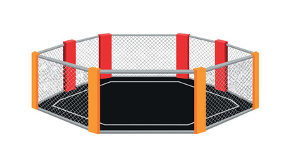 Octagonal mma fighting cage illustration for sports design and promotion