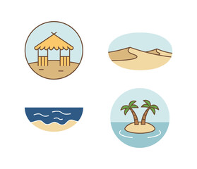 Fototapeta premium Travel vacation beach desert island summer icons