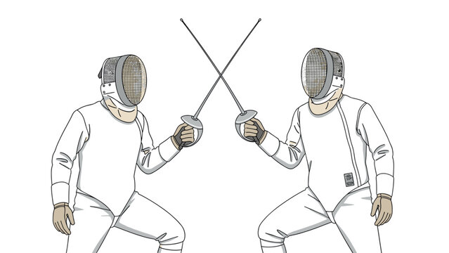Fencing duel concept illustration for sports poster and design