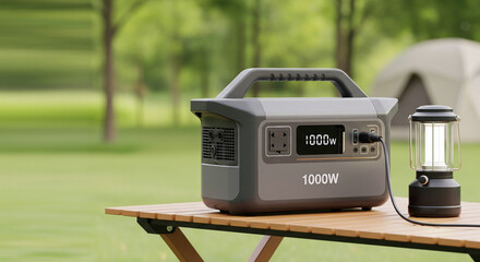 キャンプ場、アウトドアで活躍するポータブル電源、コピースペース