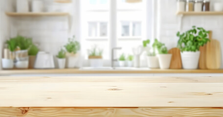 Light Wood Kitchen Table Surface Background for Product Display Mockup