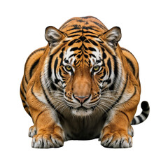 Fototapeta premium Close-up of tiger crouching down looking forward