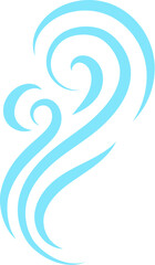 Hand drawn blue air motion lines