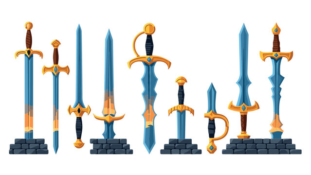 Fototapeta Fantasy sword collection on display for game design and art illustrations