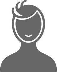 Simple silhouette illustration of young man or boy avatar profile user portrait graphic vector icon isolated on background