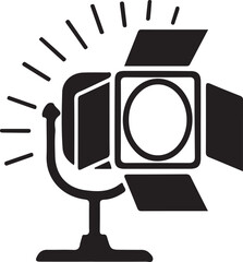 Studio spotlight stage lighting equipment vector icon representing visual arts performance and professional production background
