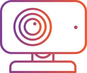 Webcam computer peripheral device line art illustration with gradient colors for digital communication and broadcast background