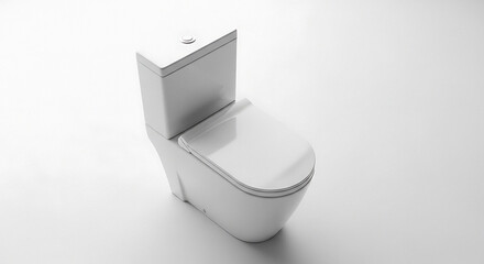Modern white toilet suite on white background for bathroom remodel projects or new construction design ideas, clean and elegant fixture for a fresh upgrade