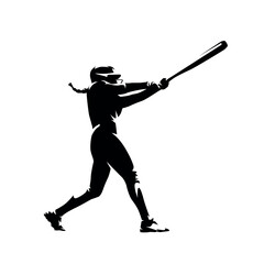Naklejka premium Softball player, woman playing softball, female batter, isolated vector silhouette