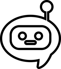 Robot face icon in line artificial intelligence AI chatbot android avatar head symbol pack, robotics automation machine humanoid bot kit, synonym cyborg AI digital assistant
