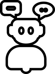 Robot face icon in line artificial intelligence AI chatbot android avatar head symbol pack, robotics automation machine humanoid bot kit, synonym cyborg AI digital assistant