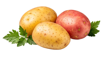 Three potatoes stacked isolated on transparent background