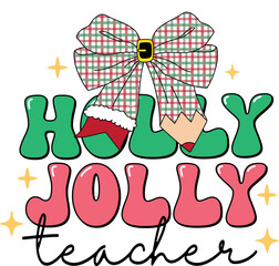 Cute Christmas Holly Jolly Merry Christmas Christmas Teacher Bow Coquette