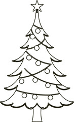 Christmas tree outline symbol for seasonal branding, festive web icons, and minimalist holiday artwork.