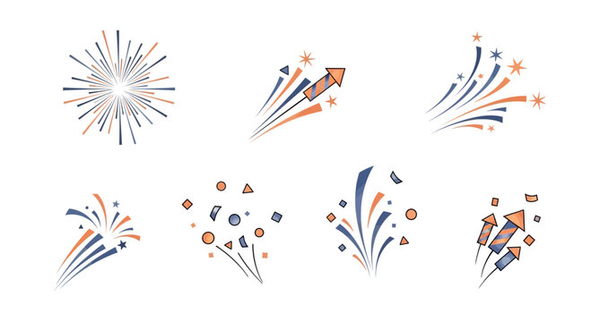 Vibrant fireworks collection for festive celebrations, adding a touch of whimsy for holiday designs, parties, and special events, bringing joy and excitement