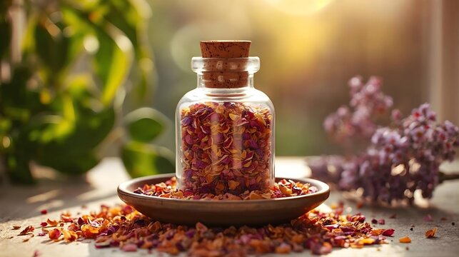 A festive scene featuring a tall striped bucket of popcorn sitting in artificial snow with holiday greenery and a movie clapperboard in the background under falling snow