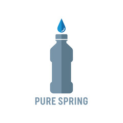 Obraz premium Minimalist Pure Spring Water Bottle Logo