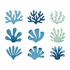 Hand-drawn Coral silhouette illustration white background