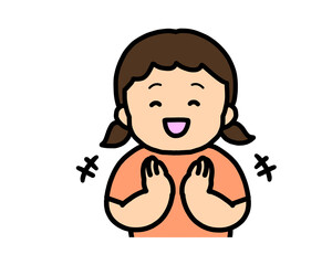 拍手する　アジア人の女の子