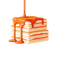 Indulgent Caramel Sauce Cascading Over Stacked Sweet Treats, Creating a Delicious Dessert Experience