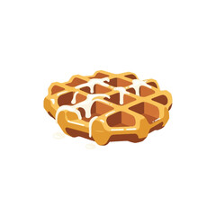 Delicious golden waffle with sweet creamy syrup, a perfect indulgent breakfast or dessert treat illustration