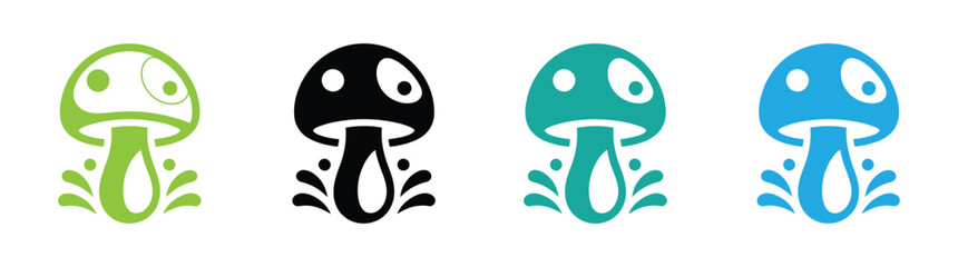 Mushroom Fungi or Toadstool Icon Set. Mushroom icon silhouette vector illustration.
