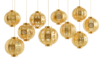 Celebrate traditions with luminous golden lanterns, perfect for adding an elegant touch to festive occasions and cultural events with a touch of prosperity