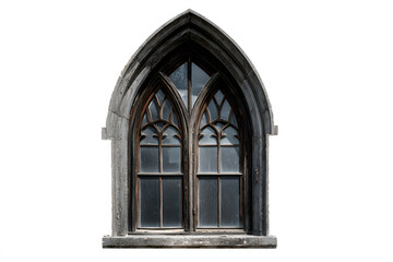 Fototapeta premium Ornate gothic archway window with detailed carvings