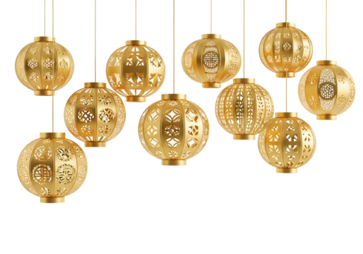 Celebrate traditions with luminous golden lanterns, perfect for adding an elegant touch to festive occasions and cultural events with a touch of prosperity