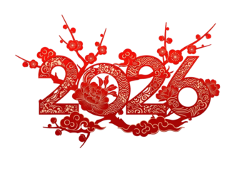 Celebrate 2026 Chinese New Year with stunning red and gold floral design for prosperity and good fortune in the coming year's festivities