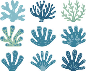 Hand-drawn Coral silhouette illustration white background
