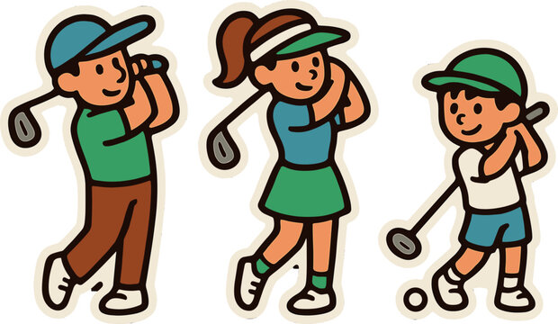Cartoon characters playing golf: fun and whimsical sports design