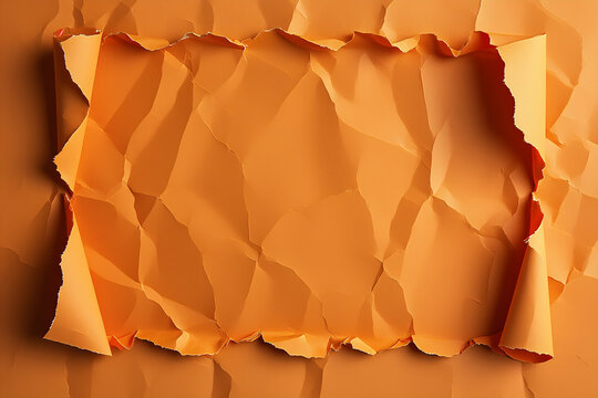 Crumpled Orange Paper Texture Background image photo