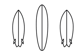 Minimalist surfboard icons set in linear style