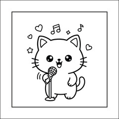 Bold and Easy Cat Cozy Activity Moment Coloring Page Vector