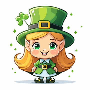 Leprechaun - gr&uuml;ner Kobold - Cartoon Comic Stil