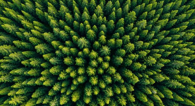 Aerial View of a Dense Evergreen Forest Canopy. - Powered by Adobe