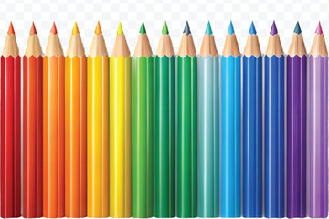 realistic 3d pile of multi color pencils in different style isolated on transparent background 