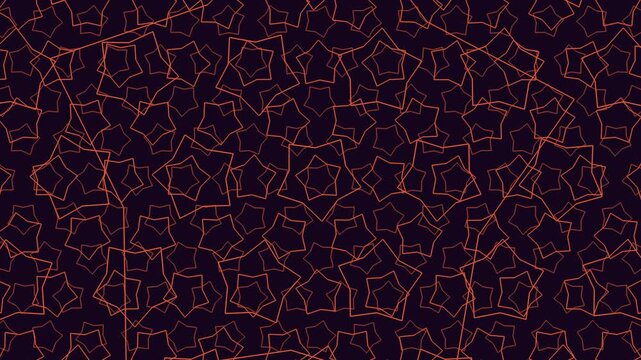 An intricate and dynamic geometric pattern consisting of varying widths and colors, like black and orange. The design features zigzagging lines intersecting and running parallel