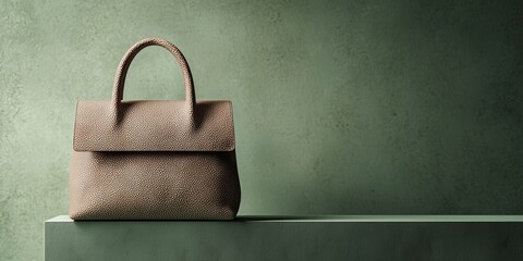 luxury handbag made from textured, mushroom-based bio-engineered leather in an earthy tone