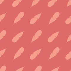 Feather Pattern Vector Illustration in Coral Tones. Ideal for textiles, wallpapers, and backgrounds, this design offers a soothing aesthetic.