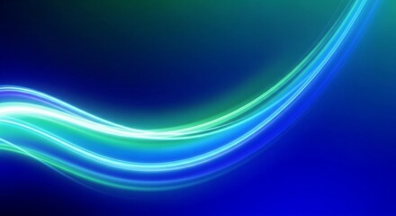 Fototapeta premium Abstract Blue Green Light Streaks Flowing Across Dark Background.