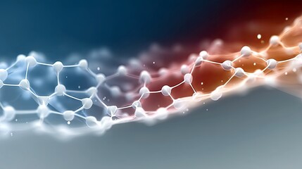 An abstract image of a molecular structure with a glowing effect and a gradient background. The image evokes a sense of science and technology.