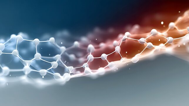 An abstract image of a molecular structure with a glowing effect and a gradient background. The image evokes a sense of science and technology.
