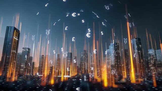 Visual representation of urban economic flow and global financial technology